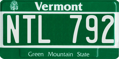 VT license plate NTL792