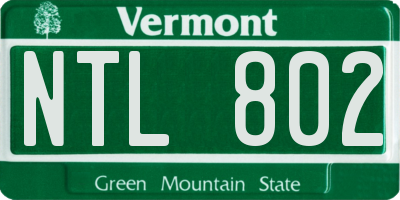 VT license plate NTL802