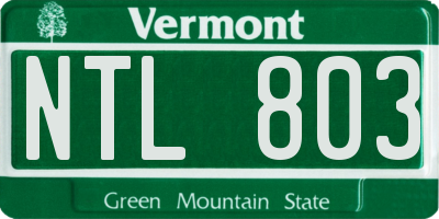 VT license plate NTL803
