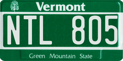 VT license plate NTL805