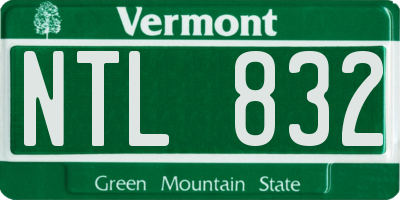 VT license plate NTL832