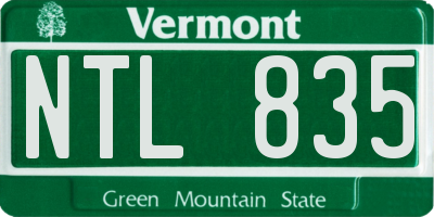 VT license plate NTL835
