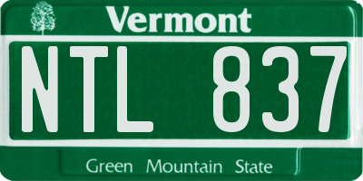 VT license plate NTL837