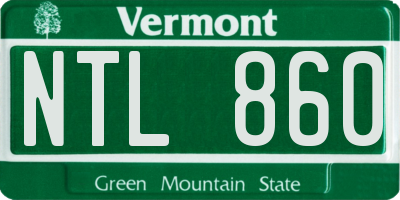 VT license plate NTL860