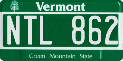 VT license plate NTL862