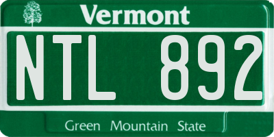 VT license plate NTL892