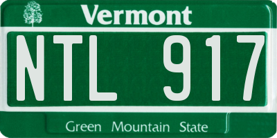 VT license plate NTL917