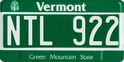 VT license plate NTL922