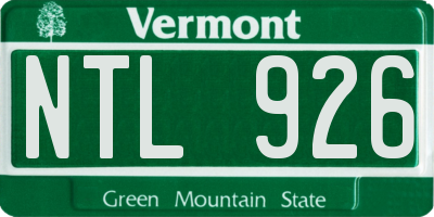VT license plate NTL926
