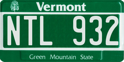 VT license plate NTL932