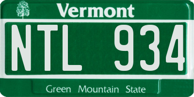 VT license plate NTL934