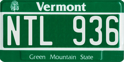 VT license plate NTL936