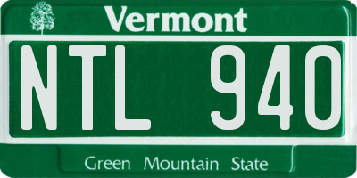 VT license plate NTL940