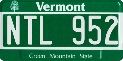 VT license plate NTL952