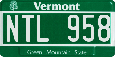 VT license plate NTL958