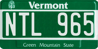 VT license plate NTL965