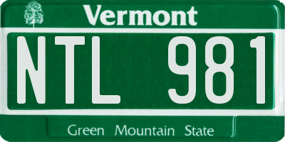 VT license plate NTL981