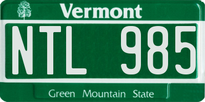 VT license plate NTL985
