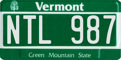 VT license plate NTL987