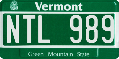 VT license plate NTL989