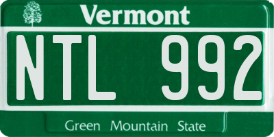 VT license plate NTL992