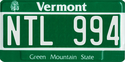 VT license plate NTL994