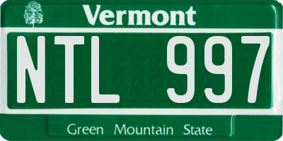 VT license plate NTL997