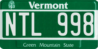 VT license plate NTL998