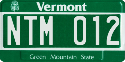 VT license plate NTM012