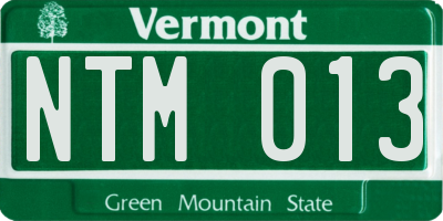 VT license plate NTM013