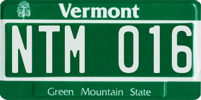 VT license plate NTM016