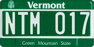 VT license plate NTM017