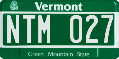 VT license plate NTM027