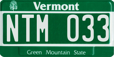 VT license plate NTM033