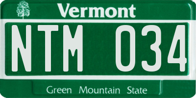 VT license plate NTM034