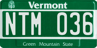 VT license plate NTM036