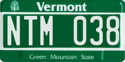 VT license plate NTM038