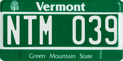 VT license plate NTM039
