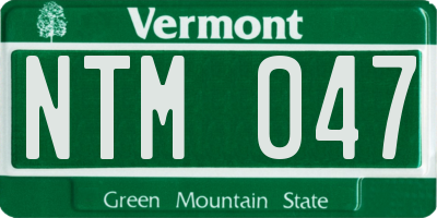 VT license plate NTM047