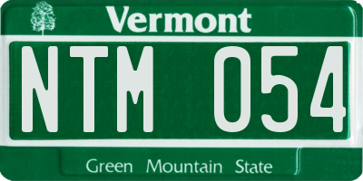 VT license plate NTM054