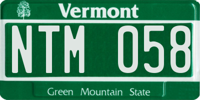 VT license plate NTM058