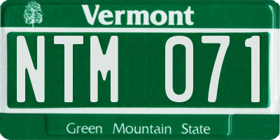 VT license plate NTM071
