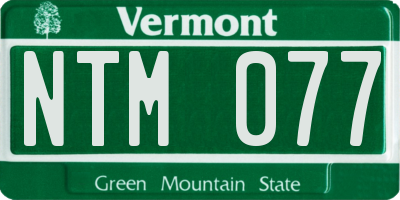VT license plate NTM077