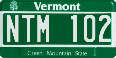 VT license plate NTM102