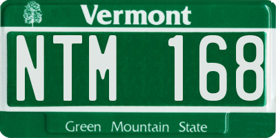 VT license plate NTM168