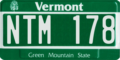 VT license plate NTM178