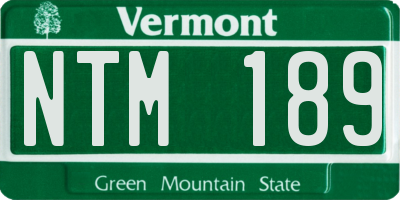 VT license plate NTM189