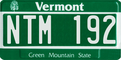 VT license plate NTM192