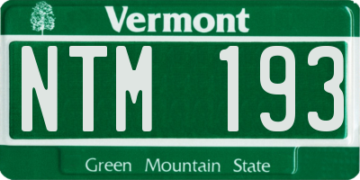 VT license plate NTM193