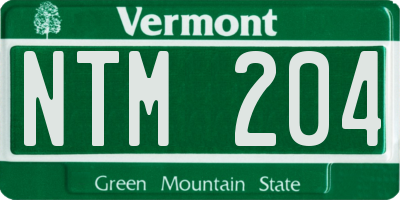 VT license plate NTM204